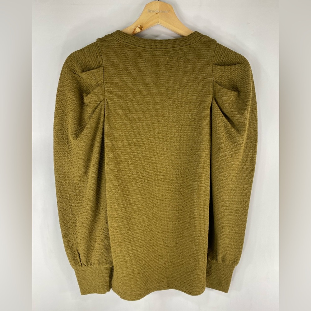 New Madewell Large L Pleated Statement Sleeve Top Black Asparagus Lot - Picture 7 of 8